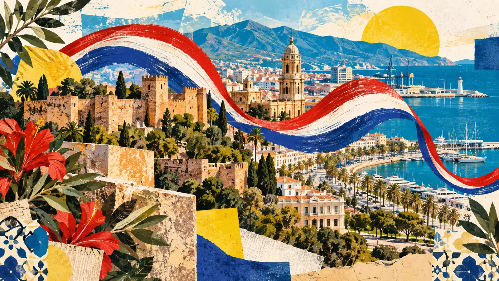 Ilustración editorial de Málaga conectada con la identidad paraguaya