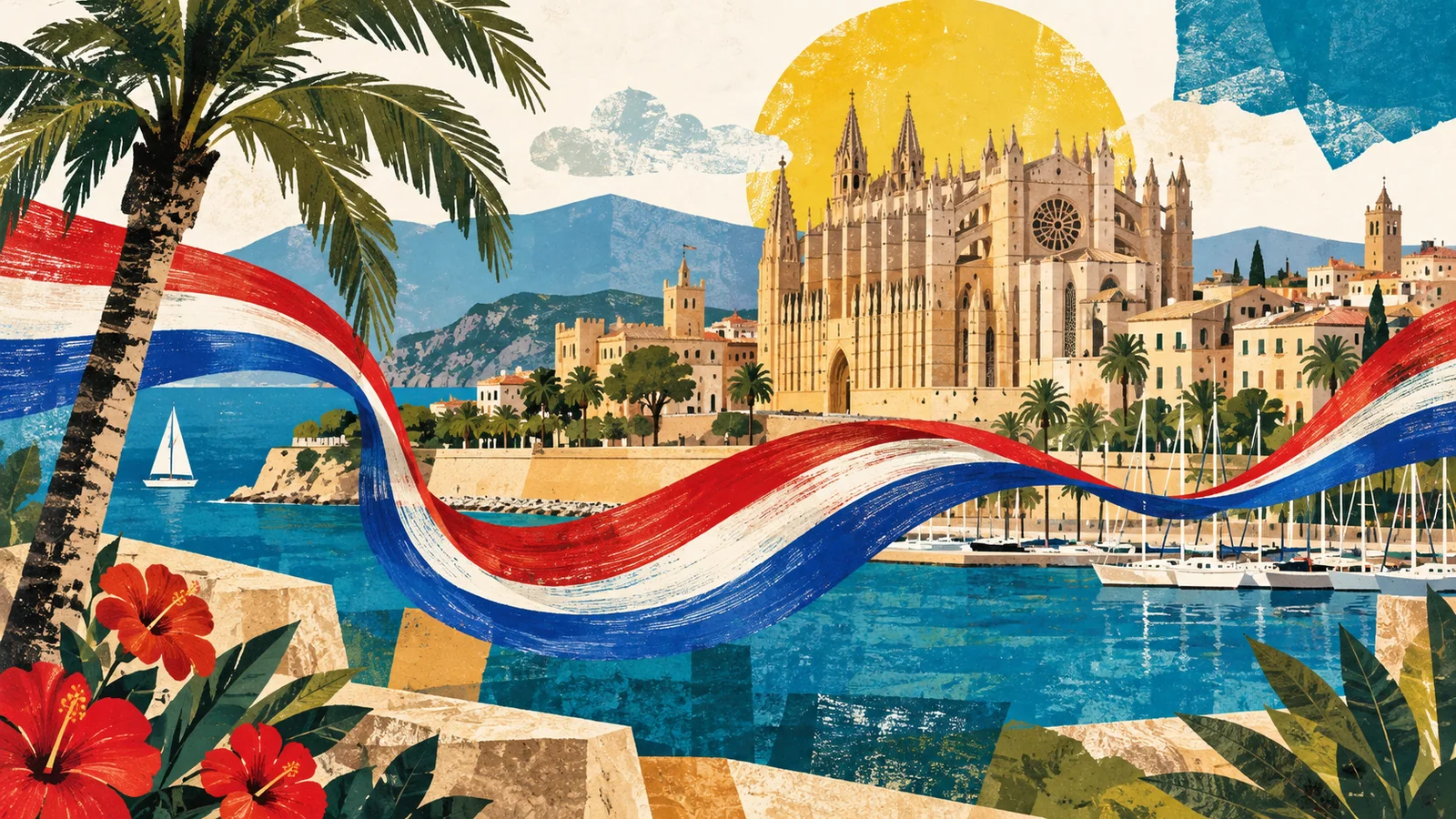 Ilustración editorial de Palma de Mallorca conectada con la identidad paraguaya